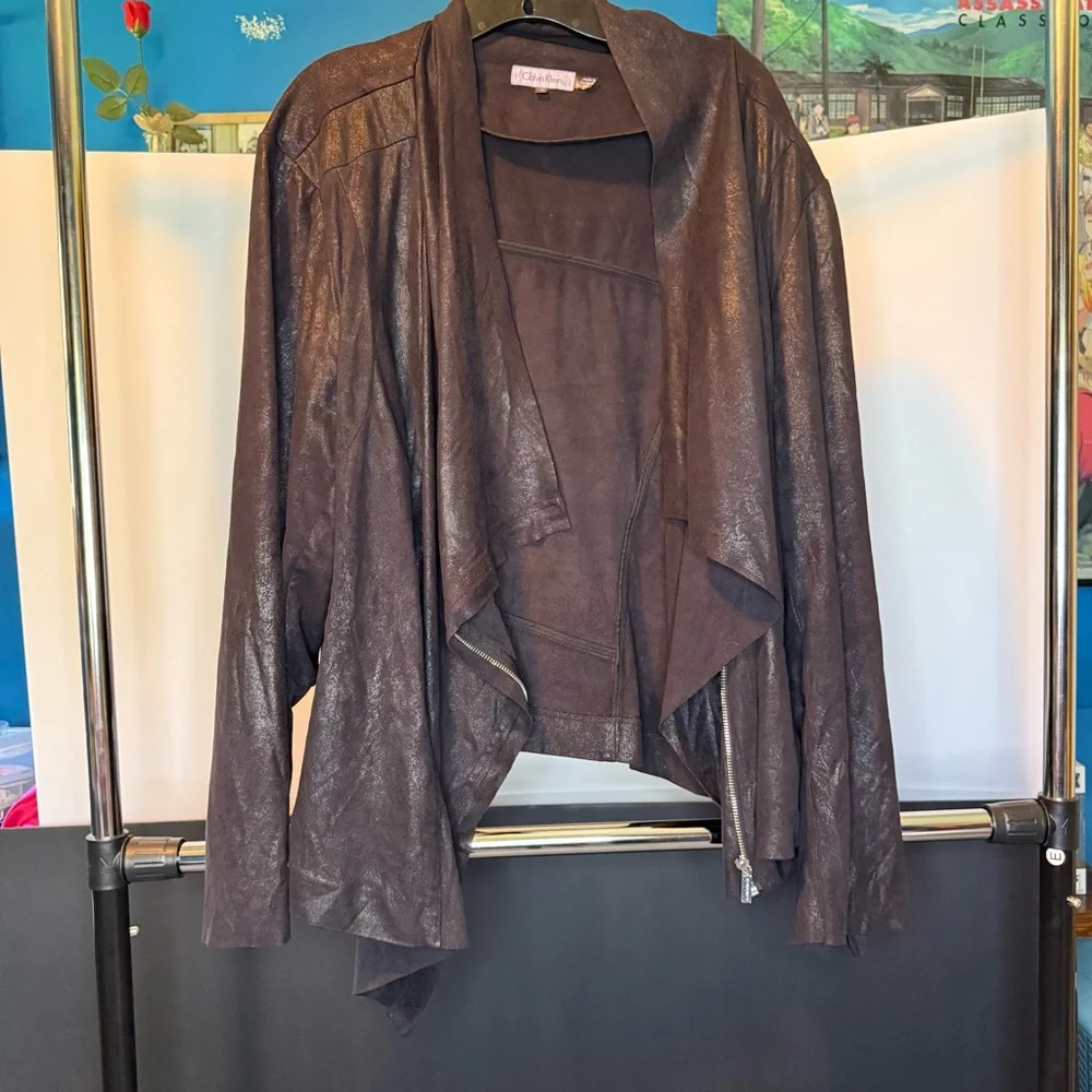 Calvin Klein Women's Black Distressed Draped Lapel Jacket Size: 3X - Picture 5 of 8